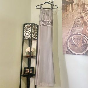David’s Bridal Silver Chiffon Bridemaid Dress